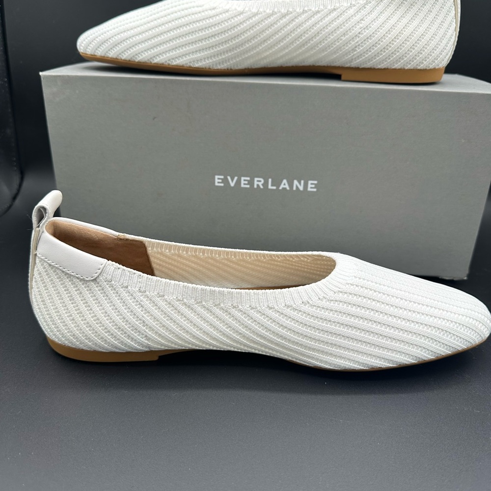 Everlane Women's White Knit Ballet Rounded-Toe Flats size 9